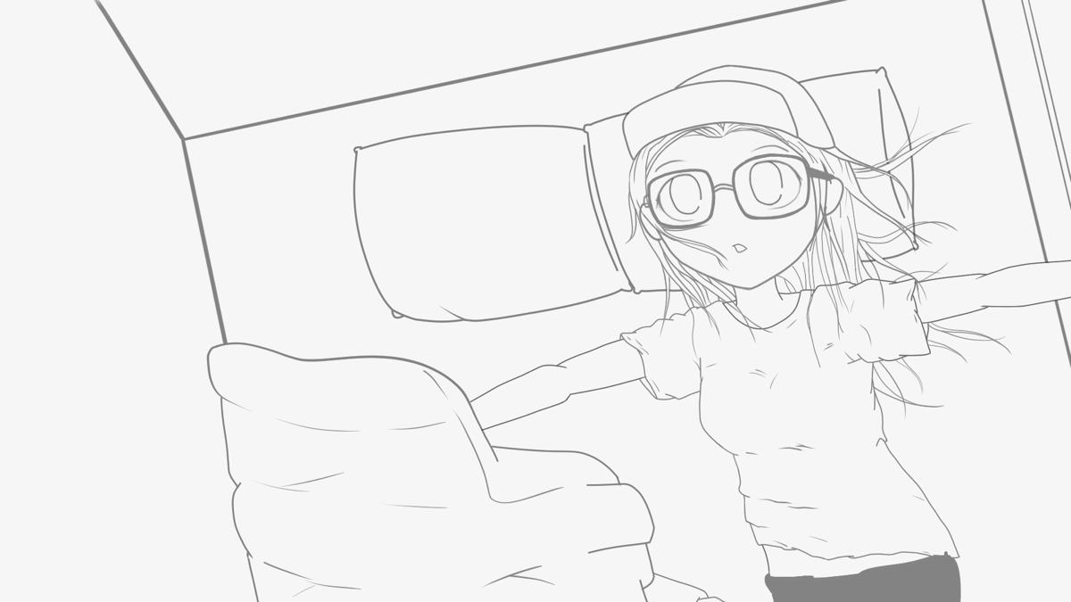 Neko lying absentmindedly in bed